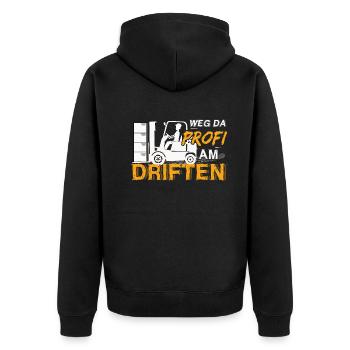Weg Da Profi Am Driften Lagerist Staplerfahrer - Unisex Premium Bio Zip Hoodie - Schwarz - Hinten - Nico (187cm)
