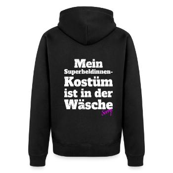 Superheldin Kostüm Ist In Der Wäsche Köln Karneval - Unisex Premium Bio Zip Hoodie - Schwarz - Hinten - Nico (187cm)