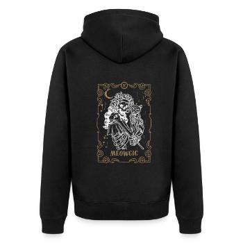 Cat Meow Tarot Card Occult Club Gothic Animal - Unisex Premium Bio Zip Hoodie - Schwarz - Hinten - Nico (187cm)