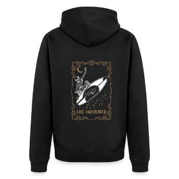 Tarot Card Occult Club Gothic Surfer Swimmer Surf - Unisex Premium Bio Zip Hoodie - Schwarz - Hinten - Nico (187cm)