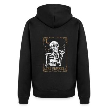 Tarot Card Occult Club Gothic Vice Drinker - Unisex Premium Bio Zip Hoodie - Schwarz - Hinten - Nico (187cm)