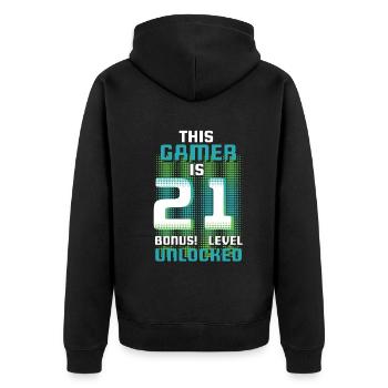This Gamer Is Video Game Lover Gamer Age 21 - Unisex Premium Organic Zip Hoodie - black - Back - Nico (187cm)