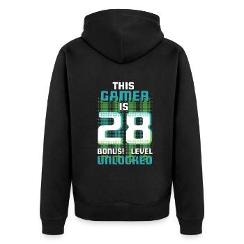 This Gamer Is Video Game Lover Gamer Age 28 - Unisex Premium Organic Zip Hoodie - black - Back - Nico (187cm)