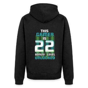 This Gamer Is Video Game Lover Gamer Age 22 - Unisex Premium Organic Zip Hoodie - black - Back - Nico (187cm)