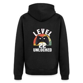 Retro Gamer Amateur de jeux vidéo Gamer Age 22 Déverrouillé - Veste à capuche bio Premium Unisexe - noir - Dos - Nico (187cm)