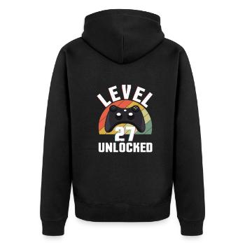 Retro Gamer Video Game Lover Gamer Age 27 Unlocked - Unisex Premium Organic Zip Hoodie - black - Back - Nico (187cm)