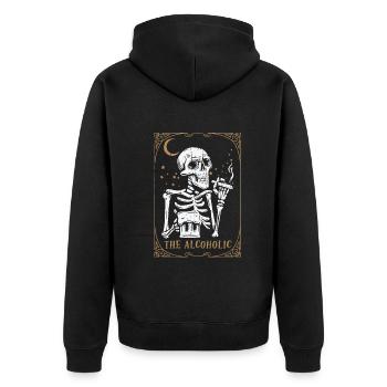 Tarot Card Occult Club Gothic Vice Drinker Alcohol - Unisex Premium Bio Zip Hoodie - Schwarz - Hinten - Nico (187cm)