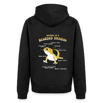 Reptile Animal Gecko Anatomy Of Bearded Dragon - Unisex Premium Bio Zip Hoodie - Schwarz - Hinten - Nico (187cm)