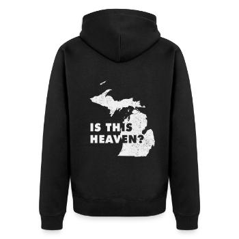 Land Map America State Home Heaven Michigan - Unisex Premium Bio Zip Hoodie - Schwarz - Hinten - Nico (187cm)