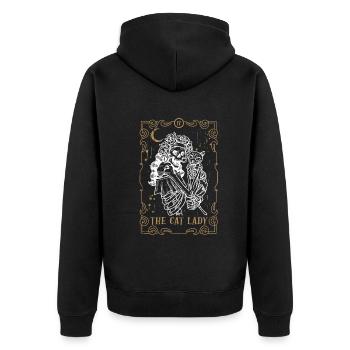 Cat Lady Tarot Card Occult Club Gothic Animal - Unisex Premium Bio Zip Hoodie - Schwarz - Hinten - Nico (187cm)