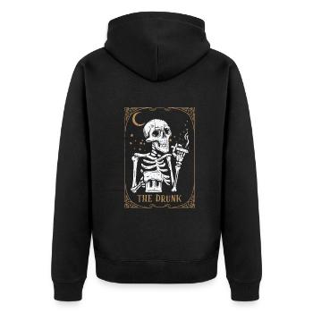 Tarot Card Occult Club Gothic Vice Drinker Drunk - Unisex Premium Bio Zip Hoodie - Schwarz - Hinten - Nico (187cm)