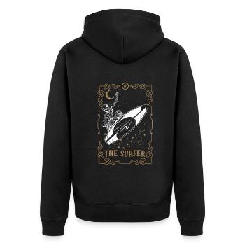 Tarot Card Occult Club Gothic Surfer - Unisex Premium Bio Zip Hoodie - Schwarz - Hinten - Nico (187cm)