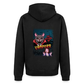 Cute Cat Vampire Horror Scary Halloween - Unisex Premium Organic Zip Hoodie - black - Back - Nico (187cm)