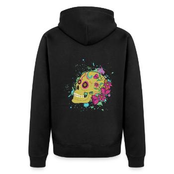 Color Bone Halloween Muertos Day Of Dead Sugar - Unisex Premium Organic Zip Hoodie - black - Back - Nico (187cm)