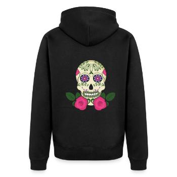 Squelette floral Sugar Bone Muertos Day Halloween - Veste à capuche bio Premium Unisexe - noir - Dos - Nico (187cm)