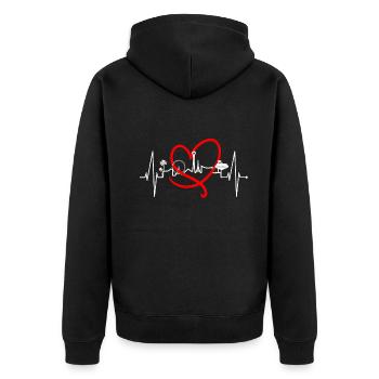 Las Vegas Skyline Herzschlag Nevada USA Herz Liebe - Unisex Premium Bio Zip Hoodie - Schwarz - Hinten - Nico (187cm)