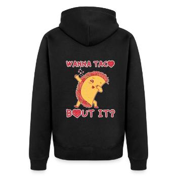 Talk About It Cute Kawaii Heart Dab Dabbing Taco - Unisex Premium Organic Zip Hoodie - black - Back - Nico (187cm)