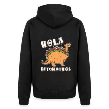 Cute Hello Kawaii Dinosaur Animal Taco - Unisex Premium Bio Zip Hoodie - Schwarz - Hinten - Nico (187cm)