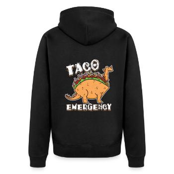 Cute Emergency Kawaii Dinosaur Animal Taco - Unisex Premium Bio Zip Hoodie - Schwarz - Hinten - Nico (187cm)