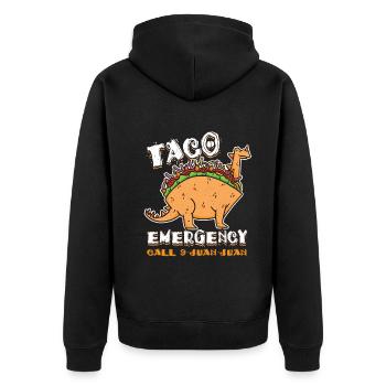 Cute Kawaii Dinosaur Animal Call Taco - Unisex Premium Bio Zip Hoodie - Schwarz - Hinten - Nico (187cm)