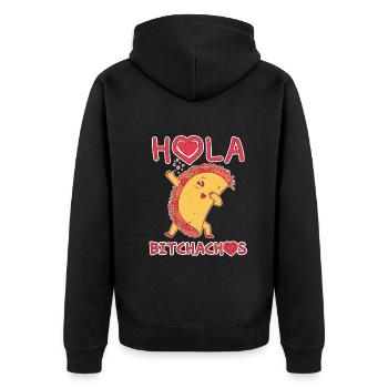Cute Kawaii Heart Dab Dabbing Taco Hello - Unisex Premium Organic Zip Hoodie - black - Back - Nico (187cm)