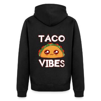Cute Kawaii Face Anime Vibes Taco - Unisex Premium Bio Zip Hoodie - Schwarz - Hinten - Nico (187cm)