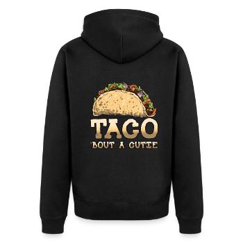 Talk Cute Cuisine Vintage Mexican Food Mexico Taco - Unisex Premium Bio Zip Hoodie - Schwarz - Hinten - Nico (187cm)