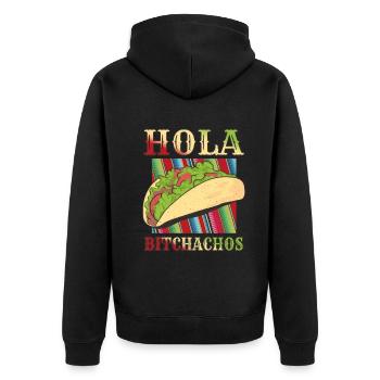 Retro Vintage Mexican Food Taco Hello - Unisex Premium Bio Zip Hoodie - Schwarz - Hinten - Nico (187cm)