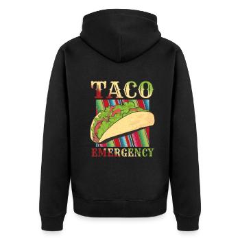 Retro Vintage Mexican Food Taco Emergency - Unisex Premium Bio Zip Hoodie - Schwarz - Hinten - Nico (187cm)
