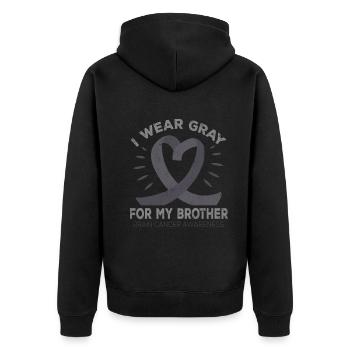 Month May Gray Ribbon Brain Cancer Awareness - Unisex Premium Organic Zip Hoodie - black - Back - Nico (187cm)