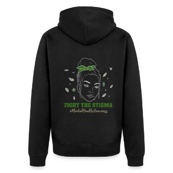 In May Wear Green Mental Health Awareness Month - Unisex Premium Bio Zip Hoodie - Schwarz - Hinten - Nico (187cm)