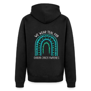 September Teal Ribbon Ovarian Cancer Awareness - Unisex Premium Organic Zip Hoodie - black - Back - Nico (187cm)