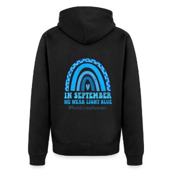 September Light Blue Prostate Cancer Awareness - Unisex Premium Organic Zip Hoodie - black - Back - Nico (187cm)