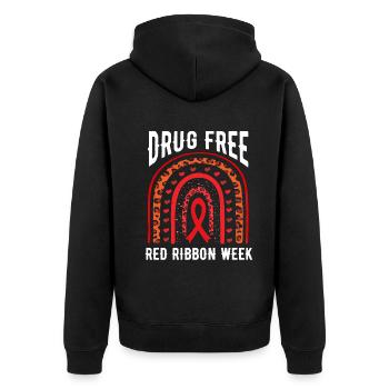 Rainbow Ribbon Week October Substance Wear Red - Unisex Premium Bio Zip Hoodie - Schwarz - Hinten - Nico (187cm)
