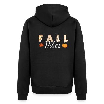 Pumpkin Fall Vibes Thanksgiving Season Autumn - Unisex Premium Bio Zip Hoodie - Schwarz - Hinten - Nico (187cm)