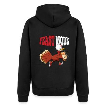 Rugby Turkey Feast Football Fan Thanksgiving - Unisex Premium Organic Zip Hoodie - black - Back - Nico (187cm)