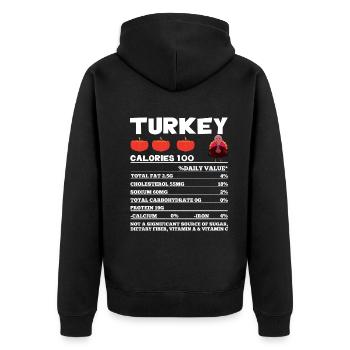 Drôle de contenu nutritionnel de la dinde Thanksgiving - Veste à capuche bio Premium Unisexe - noir - Dos - Nico (187cm)