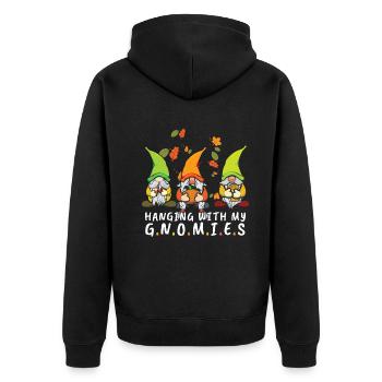 Hanging With Gnome Fall Thanksgiving Season Autumn - Unisex Premium Organic Zip Hoodie - black - Back - Nico (187cm)