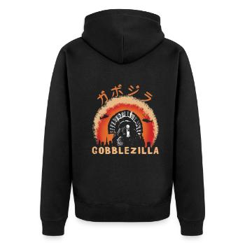 Funny Turkey Bird Gobble Monster Thanksgiving - Unisex Premium Bio Zip Hoodie - Schwarz - Hinten - Nico (187cm)