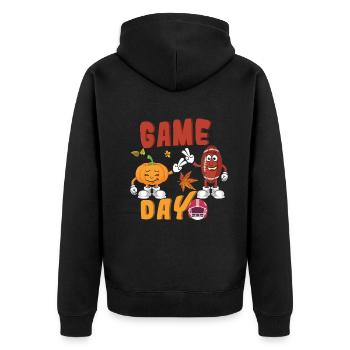 Rugby Pumpkin Ball Football Fan Thanksgiving - Unisex Premium Organic Zip Hoodie - black - Back - Nico (187cm)