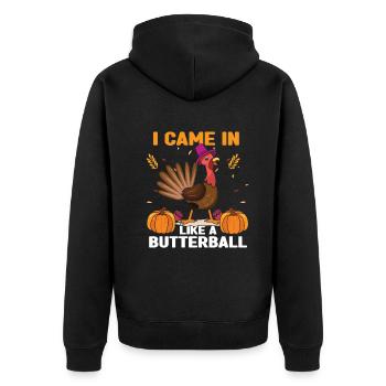 Funny Pumpkin And Turkey Fall Autumn Thanksgiving - Unisex Premium Organic Zip Hoodie - black - Back - Nico (187cm)