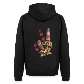 Turkey Love Peace Autumn Pattern Thanksgiving - Unisex Premium Organic Zip Hoodie - black - Back - Nico (187cm)
