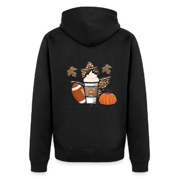 Rugby Pumpkin Lover Fall Football Fan Thanksgiving - Unisex Premium Organic Zip Hoodie - black - Back - Nico (187cm)