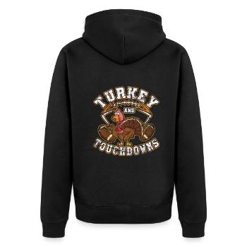 Rugby Turkey Touchdown Football Fan Thanksgiving - Unisex Premium Organic Zip Hoodie - black - Back - Nico (187cm)