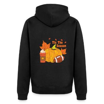 Thanksgiving Rugby Pumpkin Lover Fall Football - Unisex Premium Organic Zip Hoodie - black - Back - Nico (187cm)