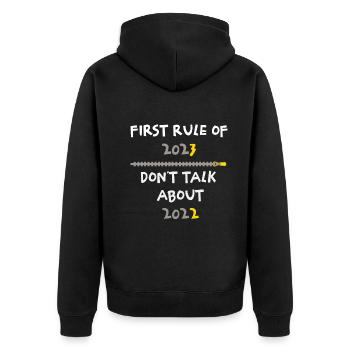 Happy New Year 2023 Rule Of 2023 New Year - Unisex Premium Organic Zip Hoodie - black - Back - Nico (187cm)