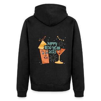 Wine Crackers 2023 New Year Hello 2023 New Year - Unisex Premium Organic Zip Hoodie - black - Back - Nico (187cm)