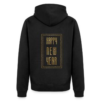 Happy Greetings New Year 2023 Hello 2023 New Year - Unisex Premium Bio Zip Hoodie - Schwarz - Hinten - Nico (187cm)