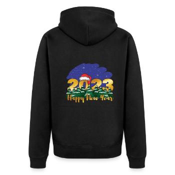 Christmas 2023 New Year 2023 Hello 2023 New Year - Unisex Premium Organic Zip Hoodie - black - Back - Nico (187cm)
