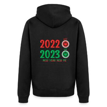 2022 Off 2023 On Happy New Year 2023 New Year - Unisex Premium Bio Zip Hoodie - Schwarz - Hinten - Nico (187cm)
